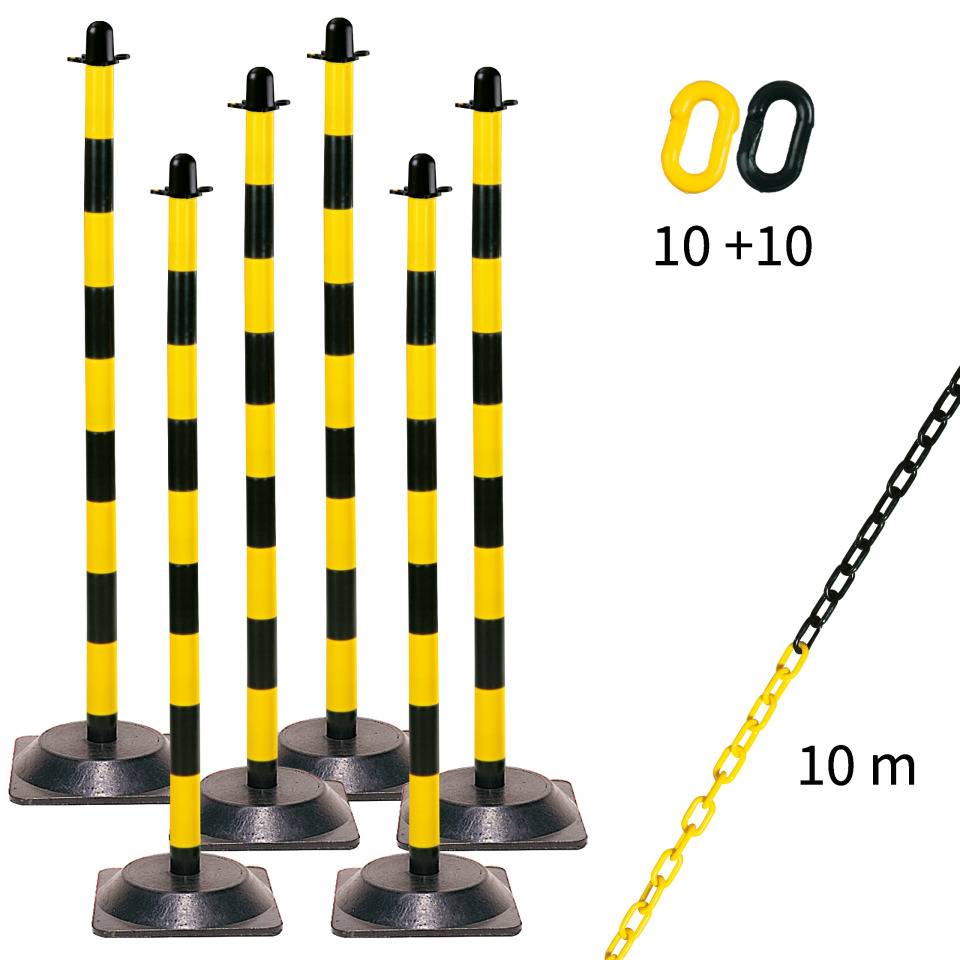 K.57 Kettenständer-Set Mobil Maxi, 6-teilig, gelb/schwarz, Kunststoff, Höhe 1100mm