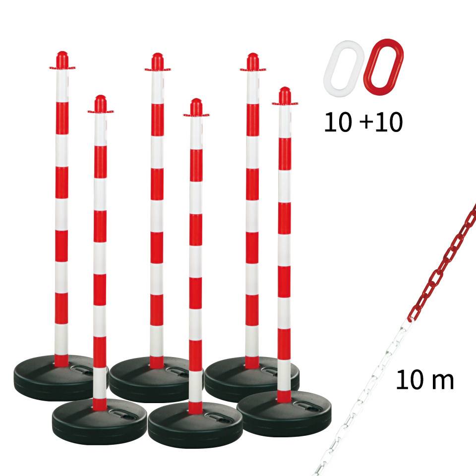 K.57 Kettenständer-Set Universal Maxi, 6-tlg., rot/weiß, Kunststoff, Höhe 1100mm