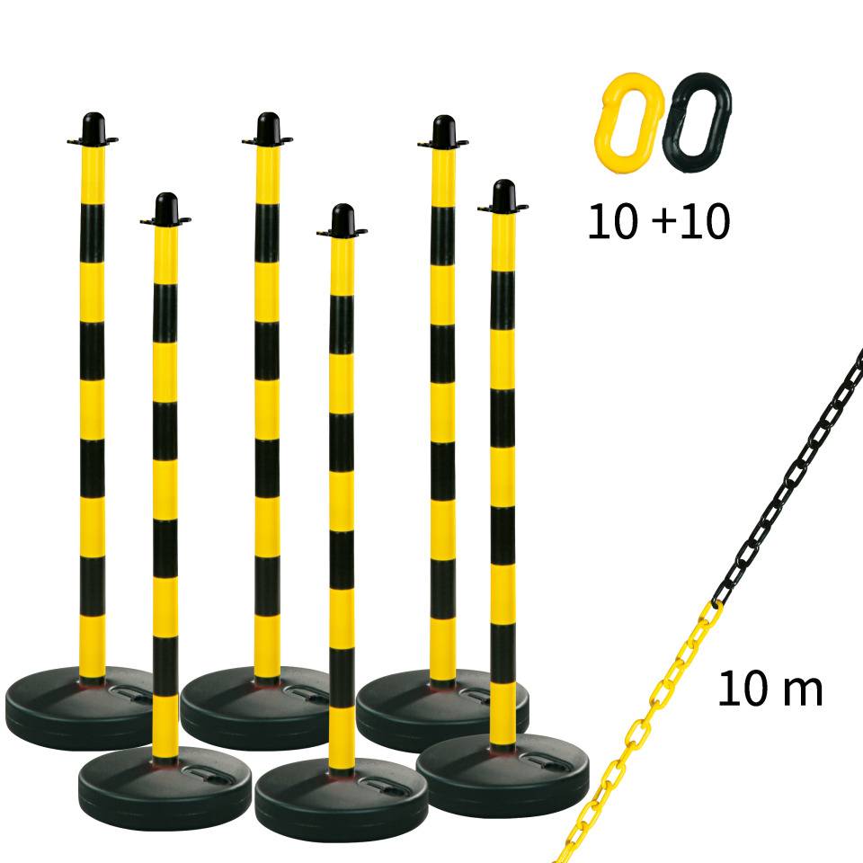 K.57 Kettenständer-Set Universal Maxi, 6-tlg., gelb/schwarz, Kunststoff, Höhe 1100mm