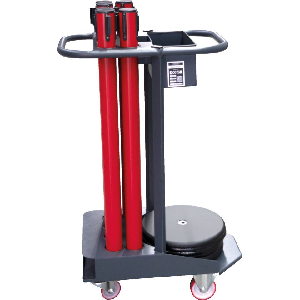 K.57 Transportwagen-Set mit Gurtpfosten Kunststoff, rot, Gurt rot/weiß und Caddie