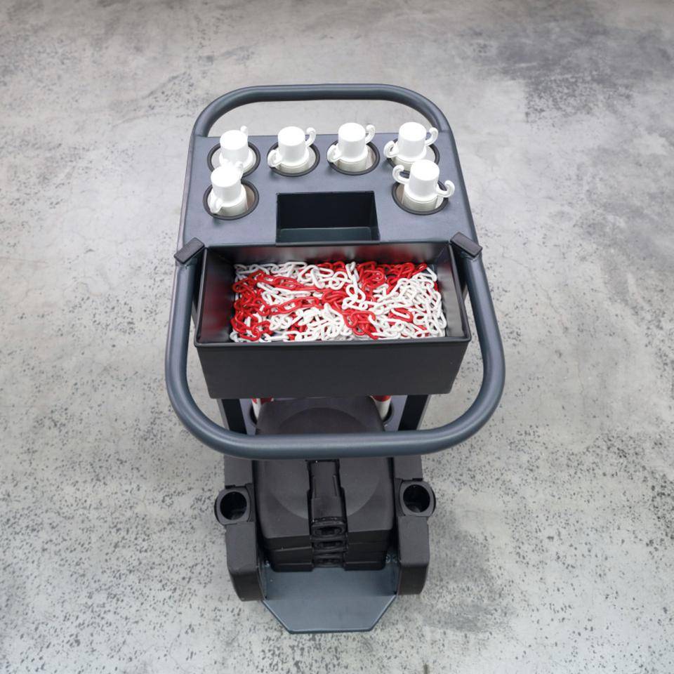 Transportwagen-Set mit Klapppfosten, rot/weiß und K.57 Kettenpfosten-Caddie