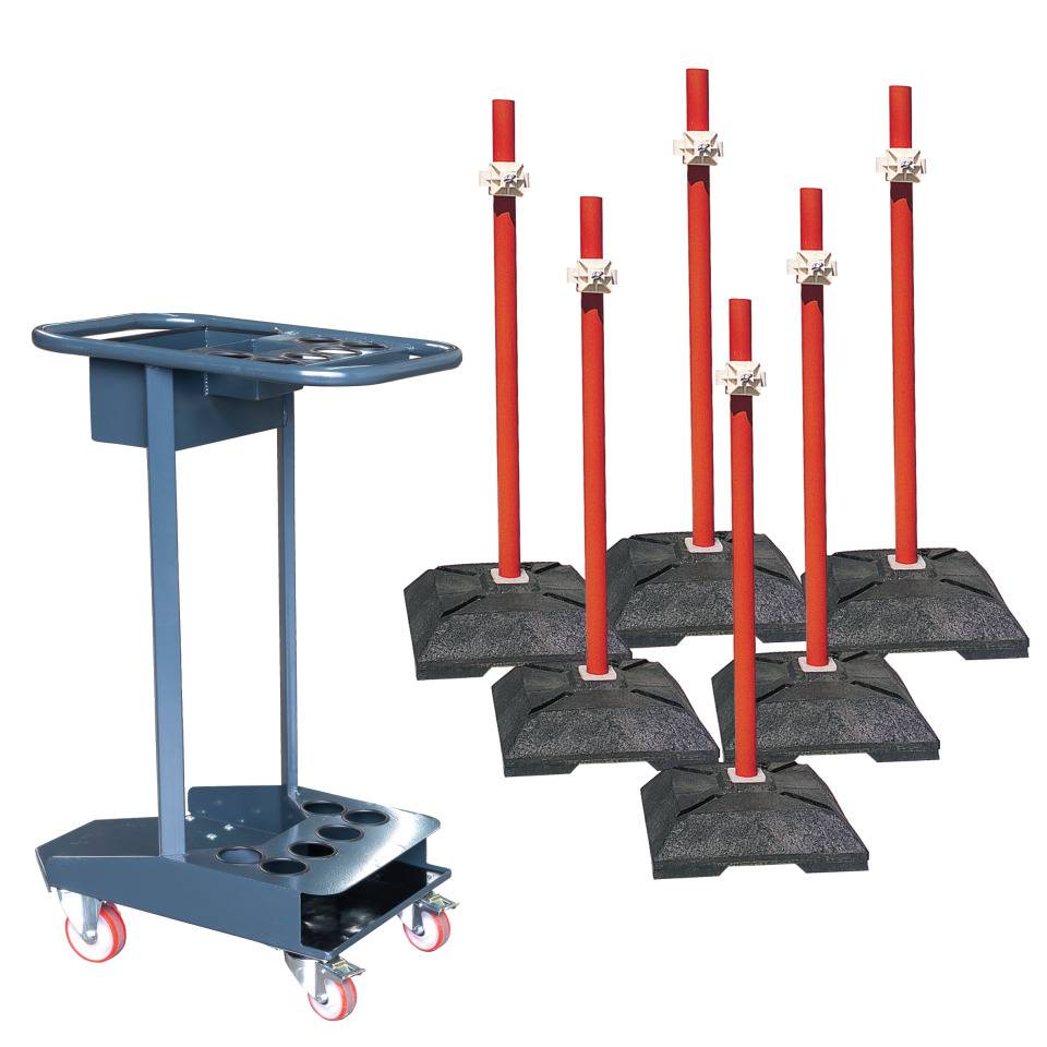 Transportwagen-Set mit Schaftrohren, Fußplatten, Klemmen, K.57 Kettenpfosten-Caddie