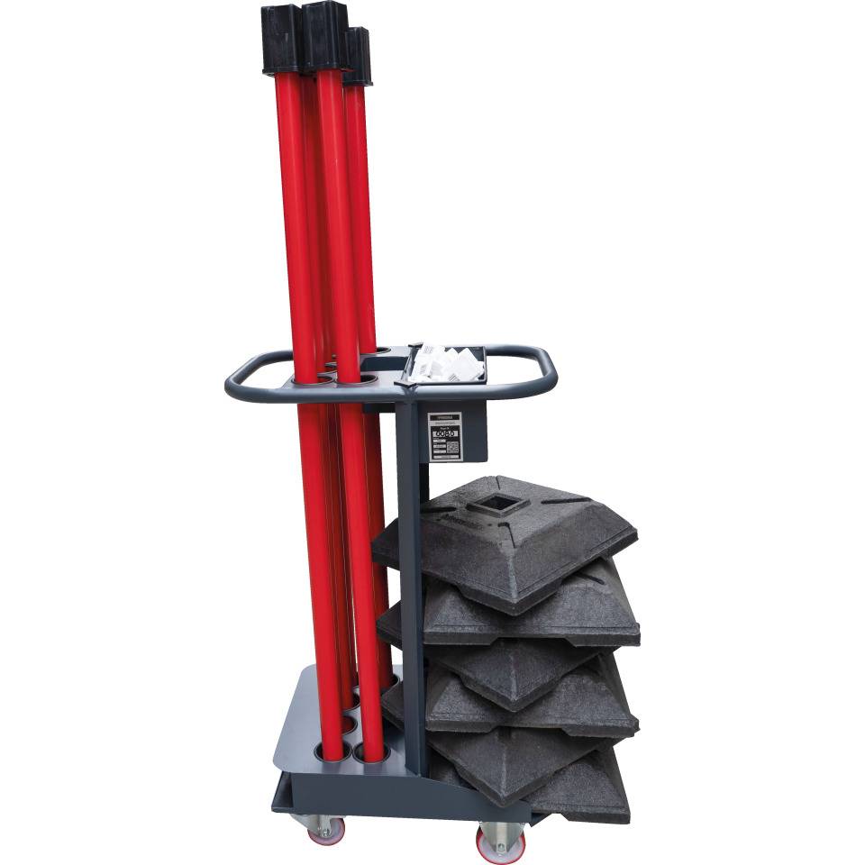 Transportwagen-Set mit Schaftrohren, Fußplatten, Klemmen, K.57 Kettenpfosten-Caddie