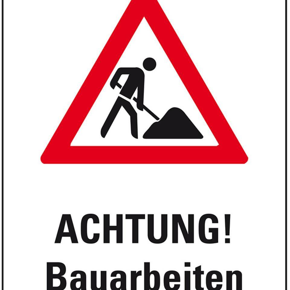 Warnaufsteller Leicht, ACHTUNG!Bauarbeiten, VKZ, rot, Polypropylen, 350x650mm, 300g