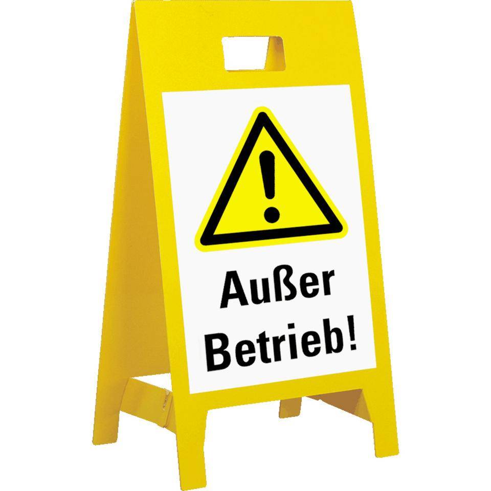 Warnaufsteller Leicht, Außer Betrieb!, gelb, Polypropylen, 350x650mm, 300g, ASR A1.3