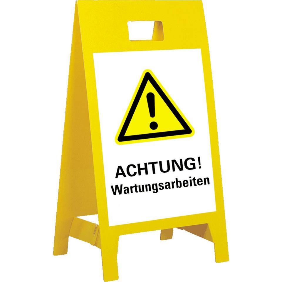 Warnaufsteller Leicht, ACHT.Wartungsarbeiten, gelb, Polypropylen, 350x650mm, 300g, ASR A1.3