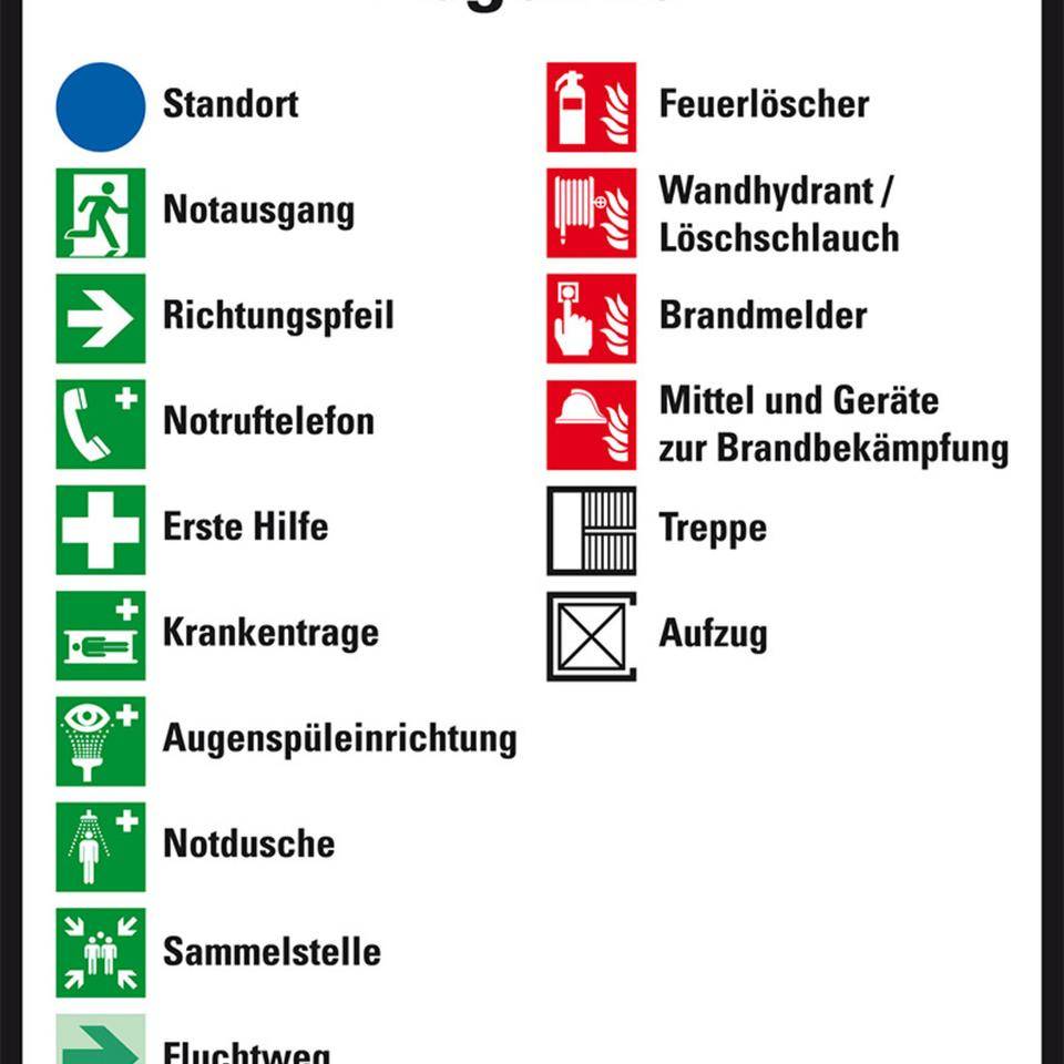 Legende für Flucht- und Rettungspläne, ISO 7010, Folie, selbstklebend, 95x115mm