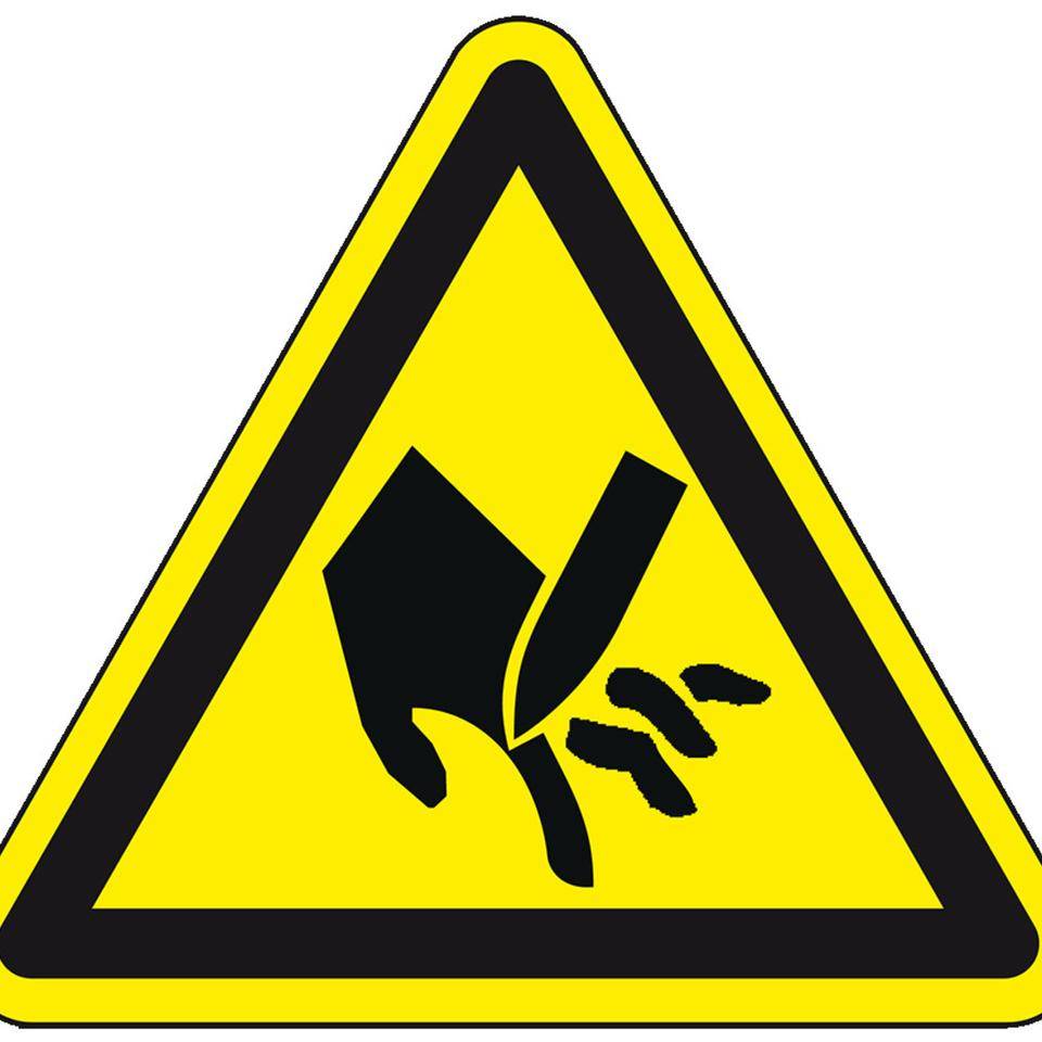 Warnschild Warnung vor Schnittgefahr, praxisbewährt, Folie, SL 50mm, 10/Bogen