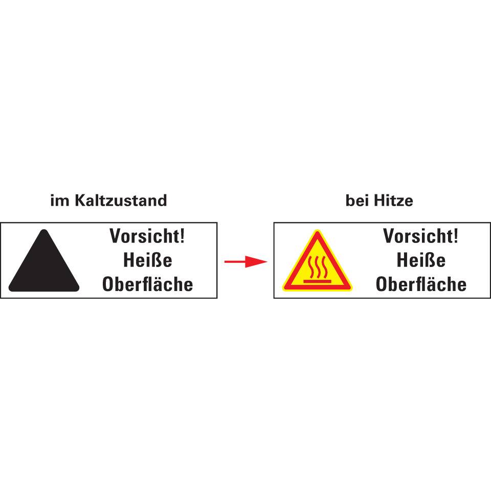 Thermo-Warnschilder, Vors. Heiße Oberfläche, ASR/ISO, Folie, temperaturg., 210x74mm