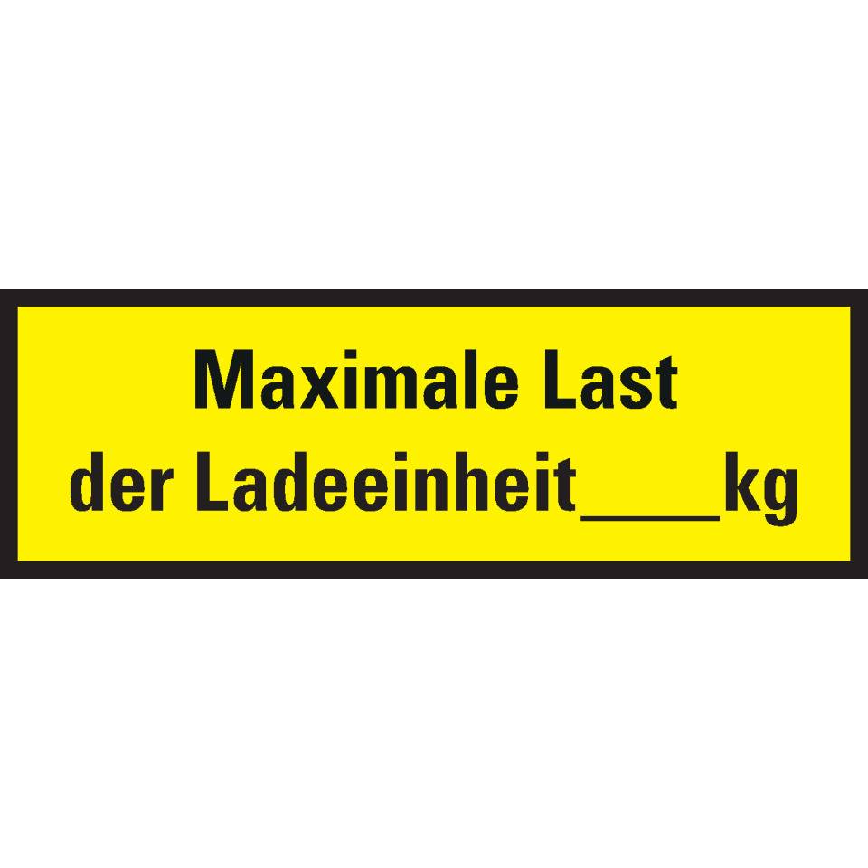 Regalbelastungs-Aufkleber Max. Last der Ladeeinheit, Folie, 150x50mm, 5/Bogen