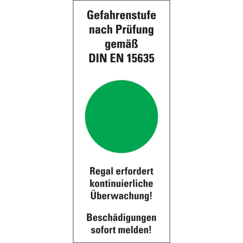 Hinweisetikett Gefahrenstufe grün, kontinuierl.Überwachung!Folie, 40x100mm, 5/Bogen