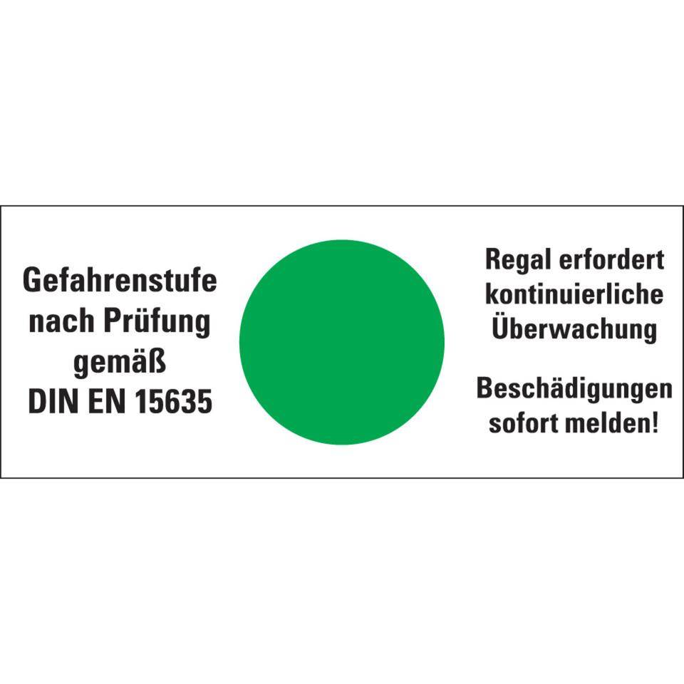 Hinweisetikett Gefahrenstufe grün, kontinuierl.Überwachung!Folie, 100x40, 5/Bogen