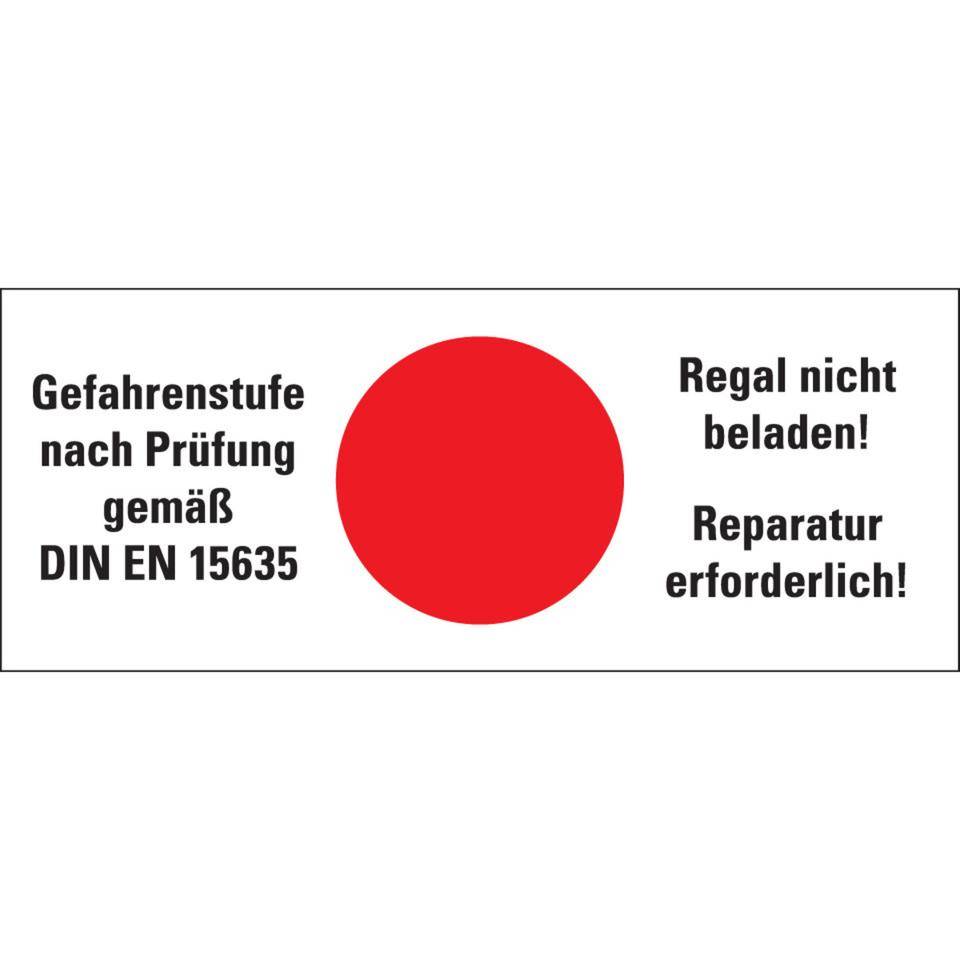 Hinweisetikett Gefahrenstufe rot, Regal nicht beladen!Folie, 100x40mm, 5/Bogen