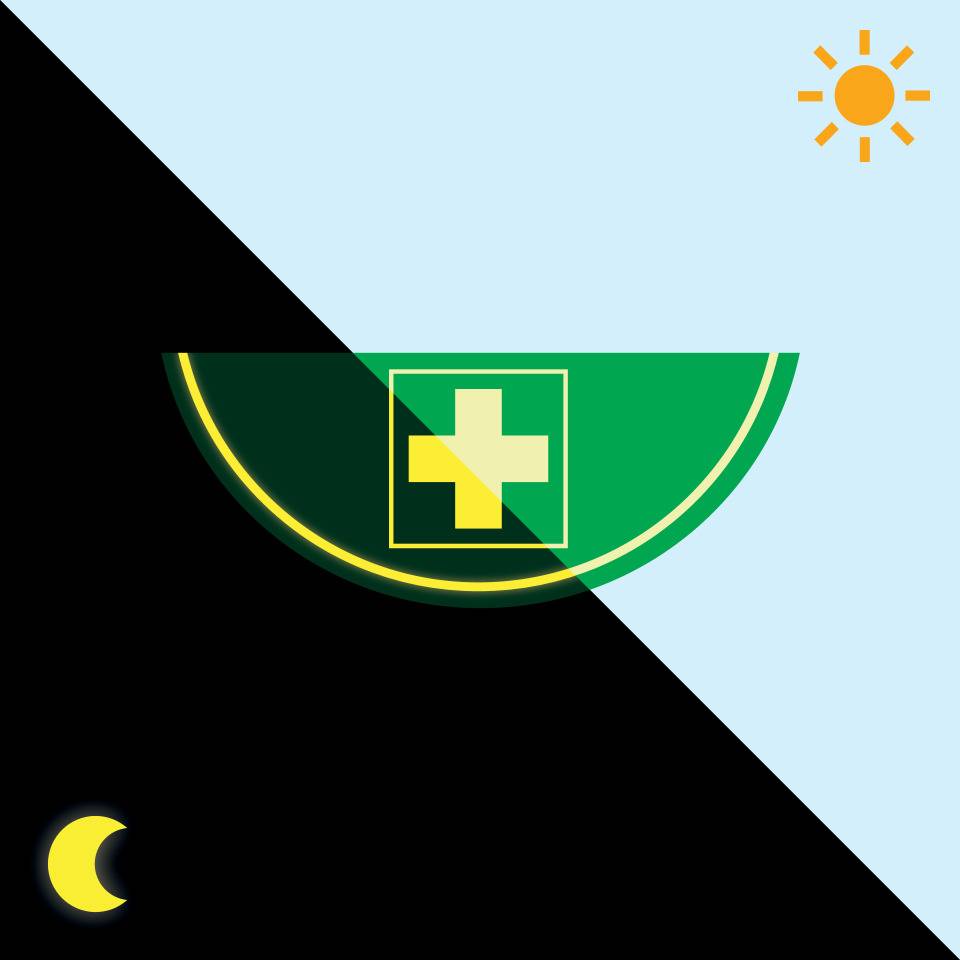 PERMALIGHT® power langnachleuchtend Bodenmarkierung Erste Hilfe, R10, Bodenmarkierungsfolie, 750x300mm