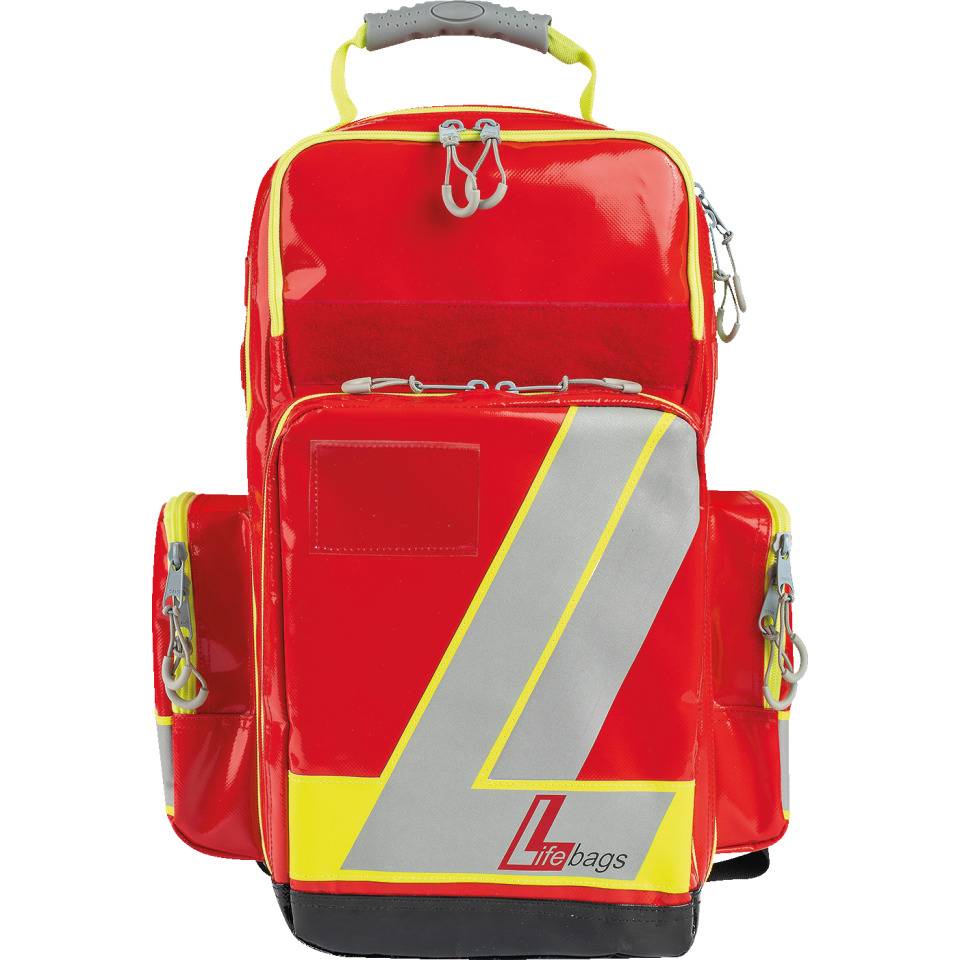 LifeBags Notfallrucksack L, mit Tragegurt, rot, 470x370x220mm