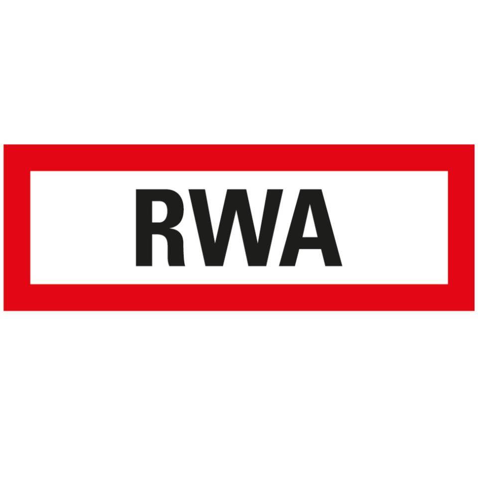 Feuerwehrzeichen RWA (Rauch- und Wärmeabzug), DIN 4066, Kunststoff, 297x105mm