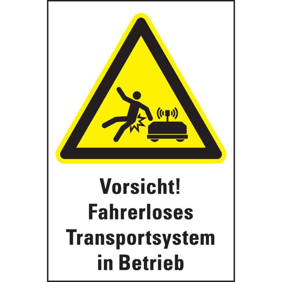 Warn-Kombischild Vorsicht! Fahrerloses Transportsystem..., Kunststoff, 200x300mm