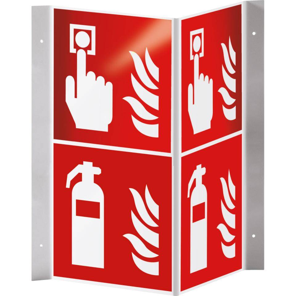 Brandschutz-Nasenschild Feuerlöscher und Brandmelder, Kunststoff, 200x400mm