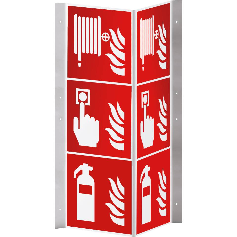 Brandschutz-Nasenschild Feuerlöscher, Brandmelder, Löschschlauch, 200x600mm