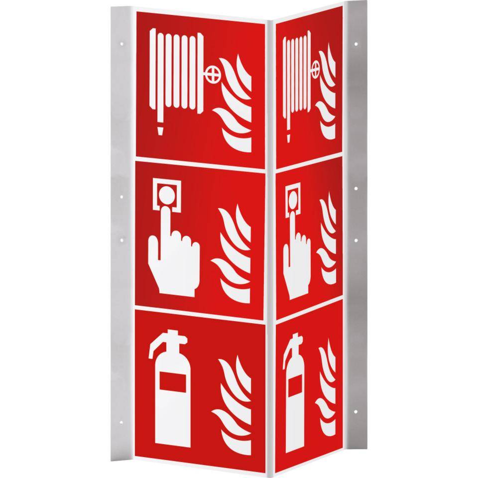 Brandschutz-Nasenschild Feuerlöscher, Brandmelder, Löschschlauch, 200x600mm