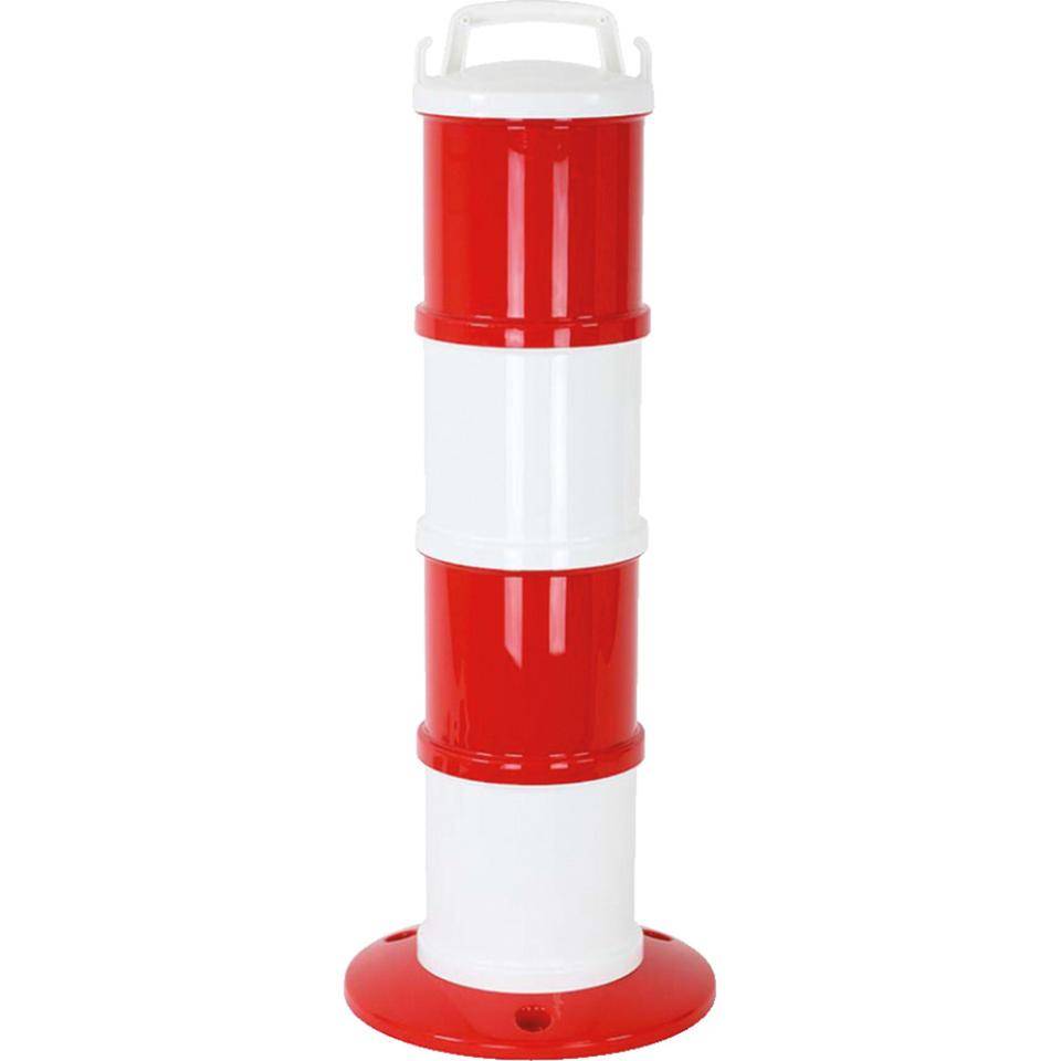 Absperrpfosten Modular, Sockel, 4 Elemente, Abdeckung, Kette, rot/weiß, 850x320mm