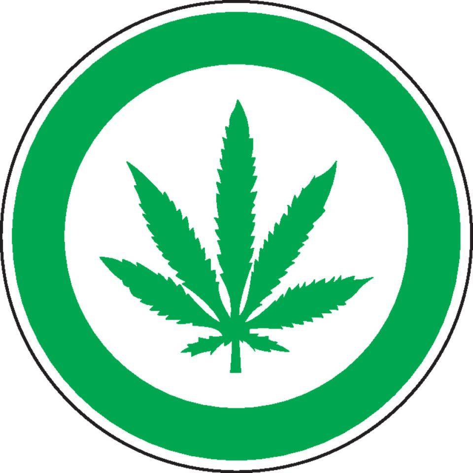 Hinweisschild Cannabis erlaubt, praxisbewährt, Folie, selbstklebend, Ø 200mm
