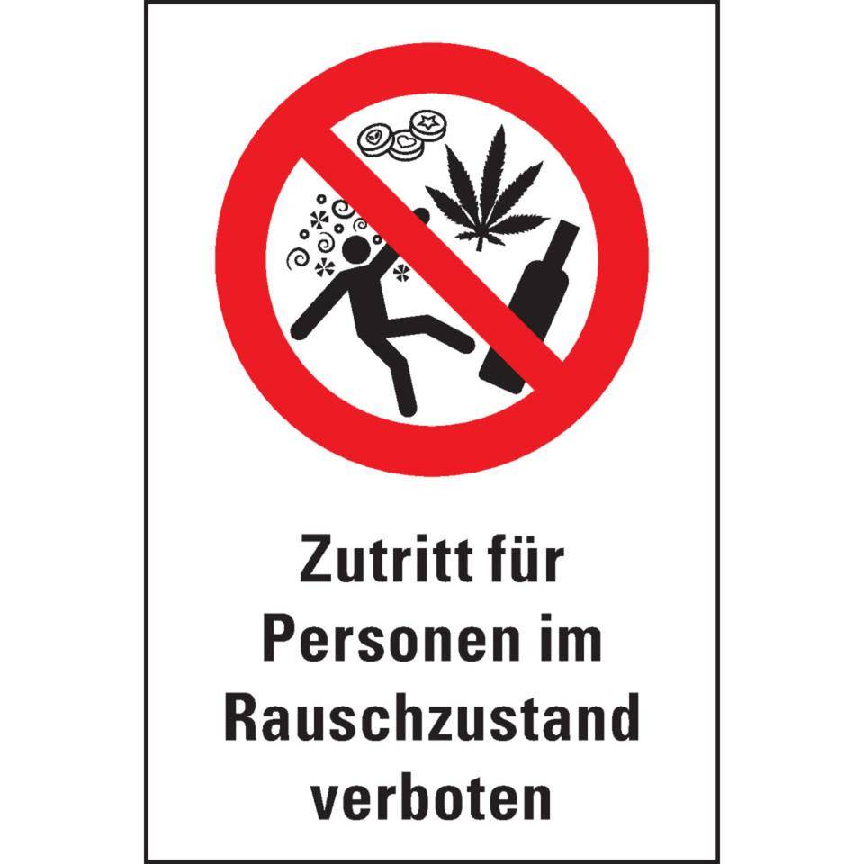 Verbots-Kombischild, Zutritt...im Rauschzustand verboten, praxisbewährt, Folie, 200x300mm