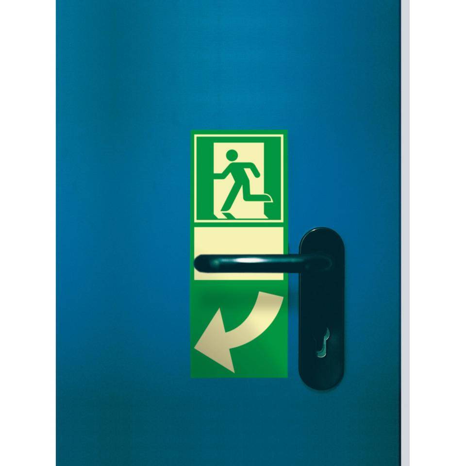 PERMALIGHT® power langnachleuchtend Türgriff-Hinweis, links, ISO, Folie, selbstklebend, 100x254mm
