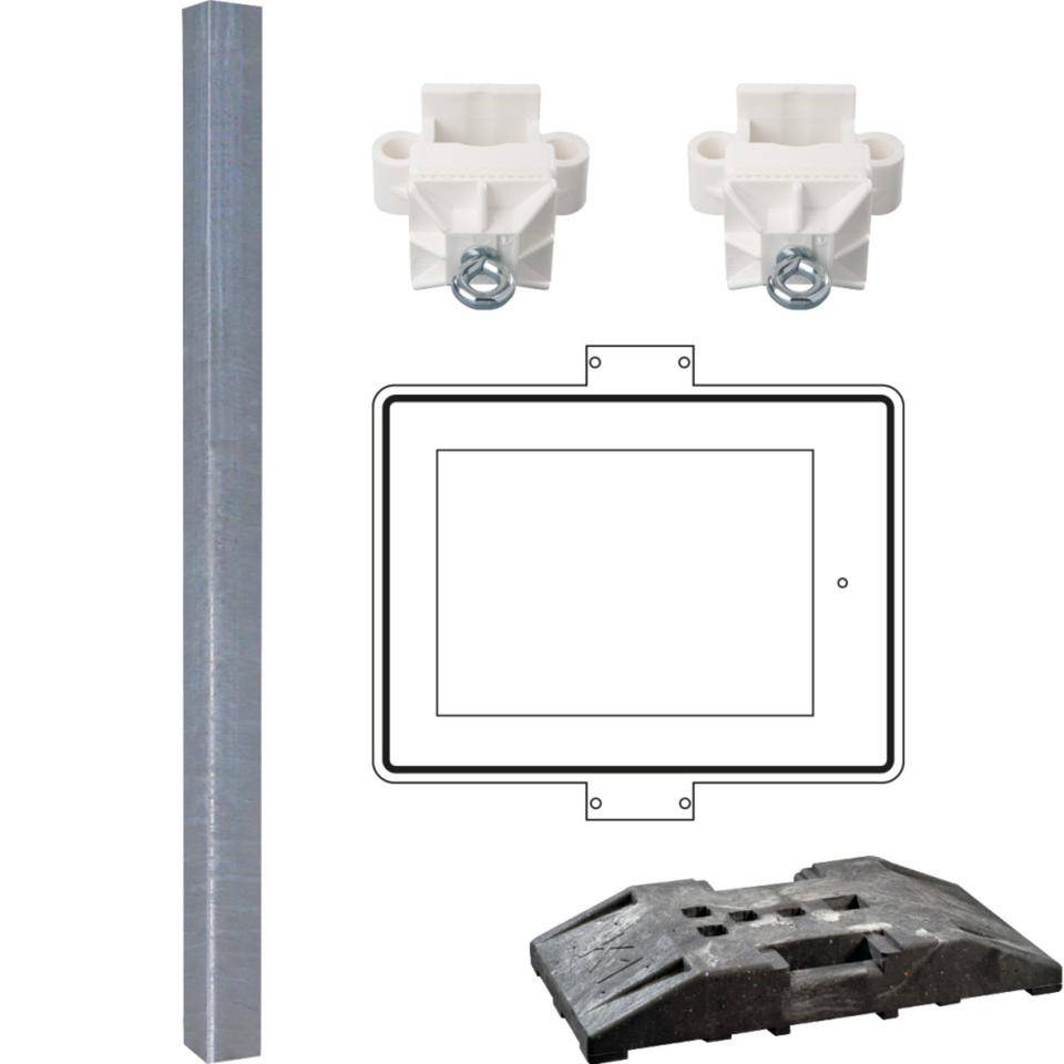 Vorteils-Set Zusatzzeichen für wechselde Informationen, Schaftrohr, Fußplatte, 430x315mm