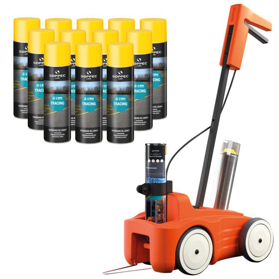 Vorteils-Set Bodenmarkierung gelb, SOPPEC LinienmarkierwagenDRIVER, 12x Farbe, gelb