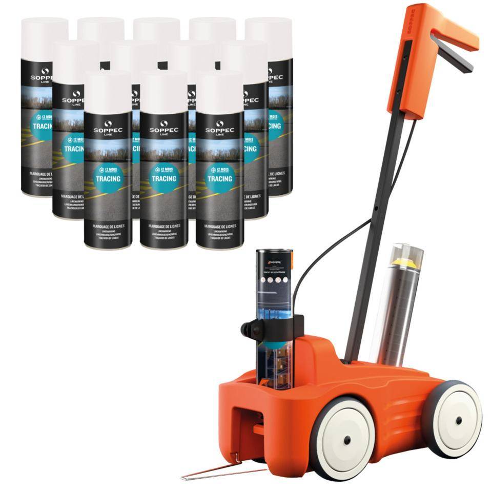 Vorteils-Set Bodenmarkierung weiß, SOPPEC LinienmarkierwagenDRIVER, 12x Farbe, weiß