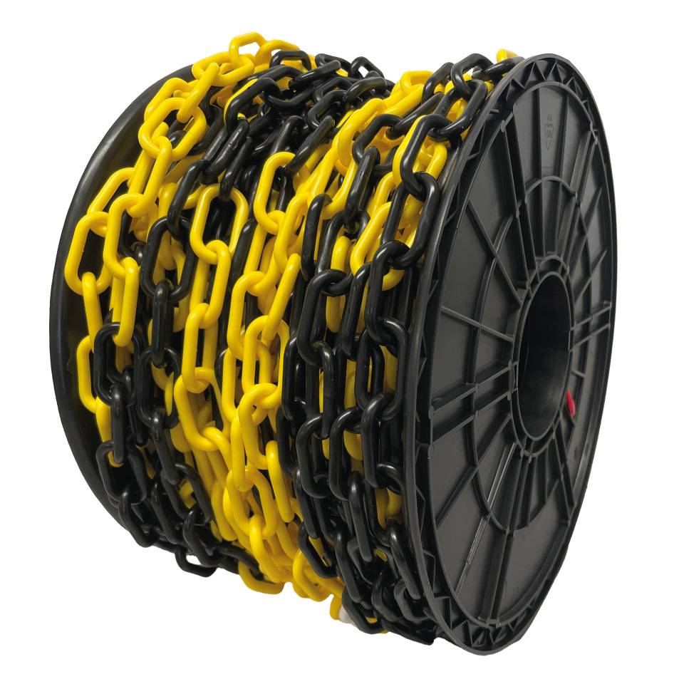 Absperrkette auf einer Spule, gelb/schwarz, Kunststoff, Ø 6mm, Länge 50m