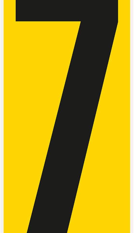 Bodenzeichen Ziffer 7, Rutschhemmung R10, gelb/schwarz, Kunststoff, 180x400mm, 3/VE