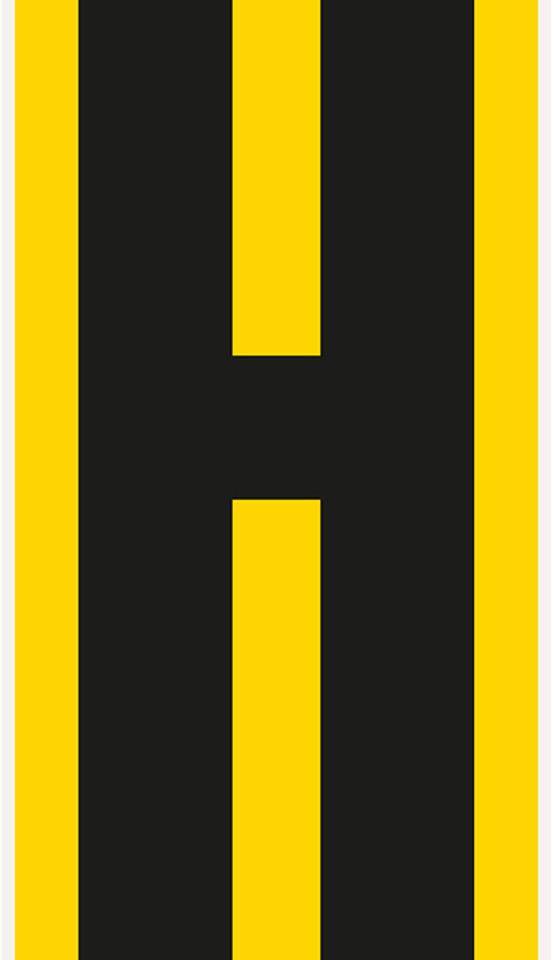 Bodenzeichen Buchstabe H, Rutschhemmung R10, gelb/schwarz, Kunststoff, 180x400mm, 3/VE