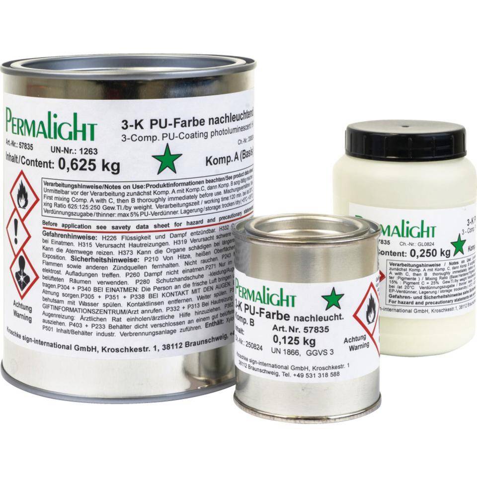 PERMALIGHT® power langnachleuchtend 3-Komponenten-Polyurethan-Farbe, Bodenmarkierungen, 1kg/Gebinde