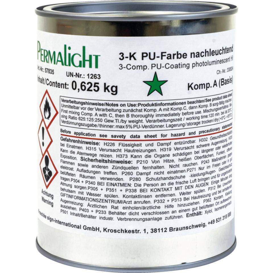 PERMALIGHT® power langnachleuchtend 3-Komponenten-Polyurethan-Farbe, Bodenmarkierungen, 1kg/Gebinde