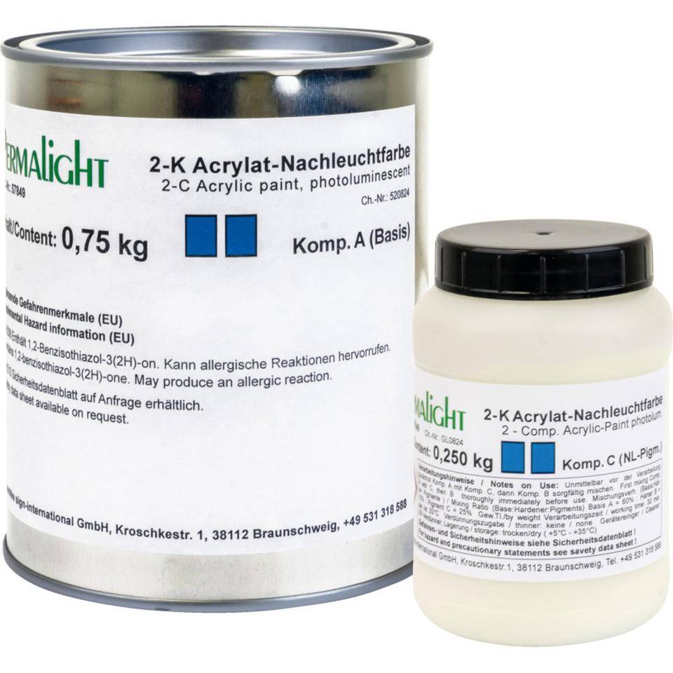 PERMALIGHT® power langnachleuchtend 2-Komponenten-Acrylat-Farbe,für Wandmarkierungen, 1kg/Gebinde