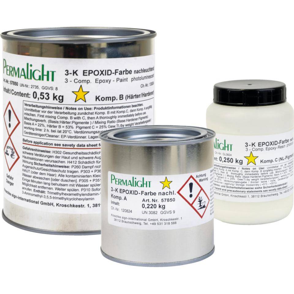 PERMALIGHT® power langnachleuchtend 3-Komponenten-Epoxid-Farbe, für Bodenmarkierungen, 1kg/Gebinde
