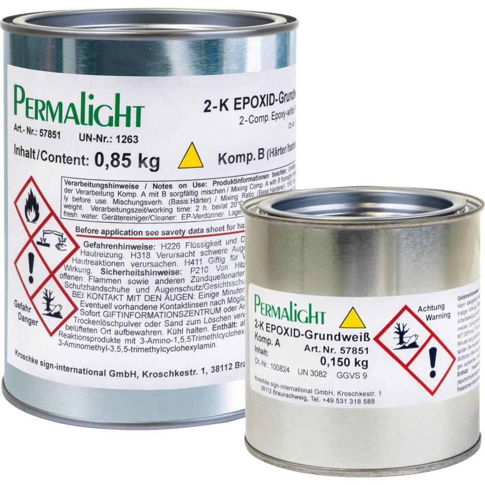 Grundweiß, für PERMALIGHT® Nachleuchtfarbe, 2-Komponenten-Epoxid, 1kg/Dose