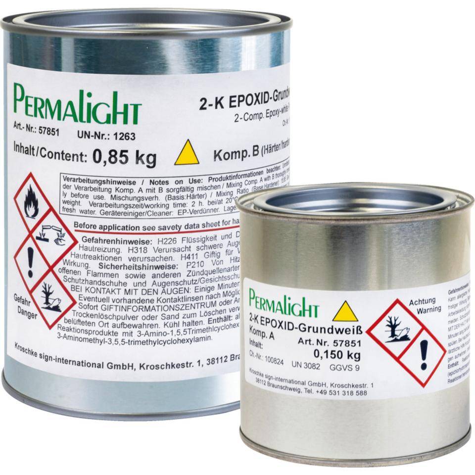 Grundweiß, für PERMALIGHT® Nachleuchtfarbe, 2-Komponenten-Epoxid, 1kg/Dose