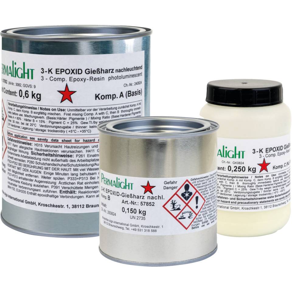 PERMALIGHT® power langnachleuchtend Gießharz-Bodenkennzeichnung, 3-Komponenten-Epoxid Gießharz, 1kg