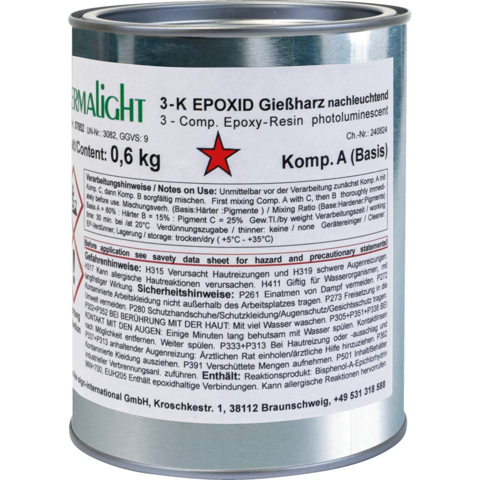 PERMALIGHT® power langnachleuchtend Gießharz-Bodenkennzeichnung, 3-Komponenten-Epoxid Gießharz, 1kg