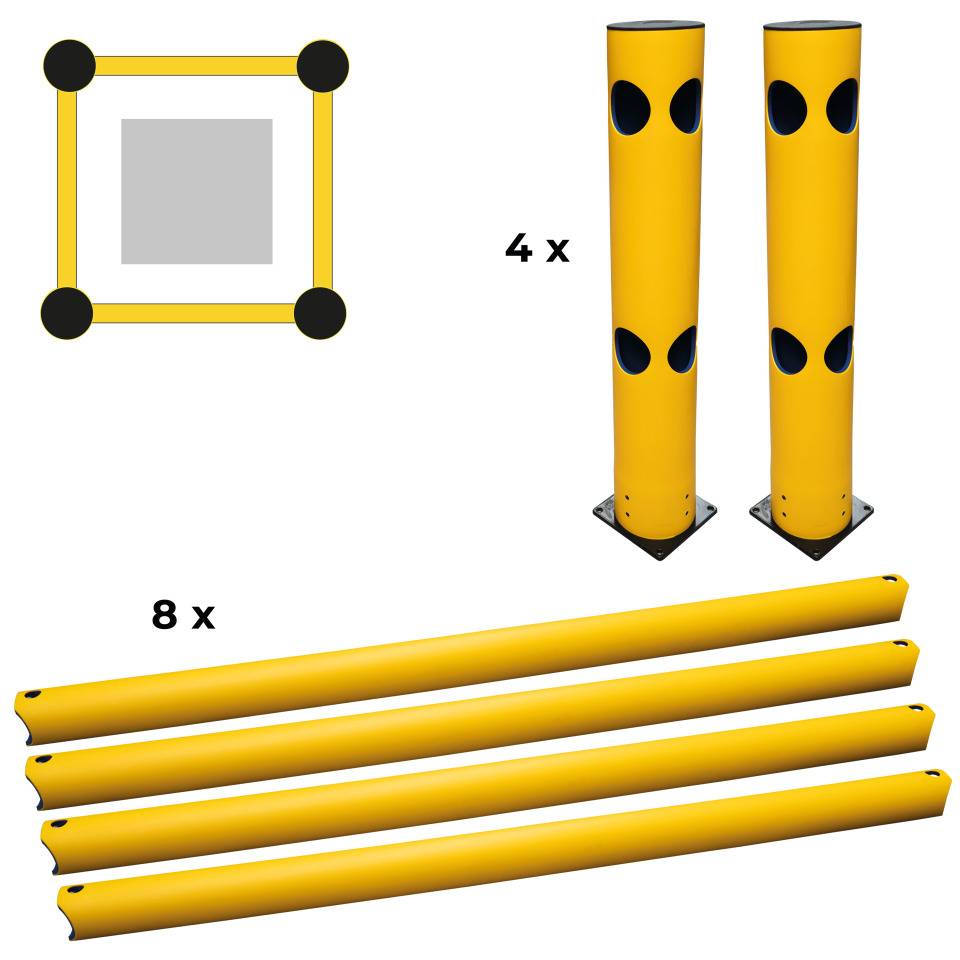 K.57 Säulen-Schutz-Set, 2000mm, 4 Eckpfosten, 8 Planken 2000mm, Befestigungsmaterial