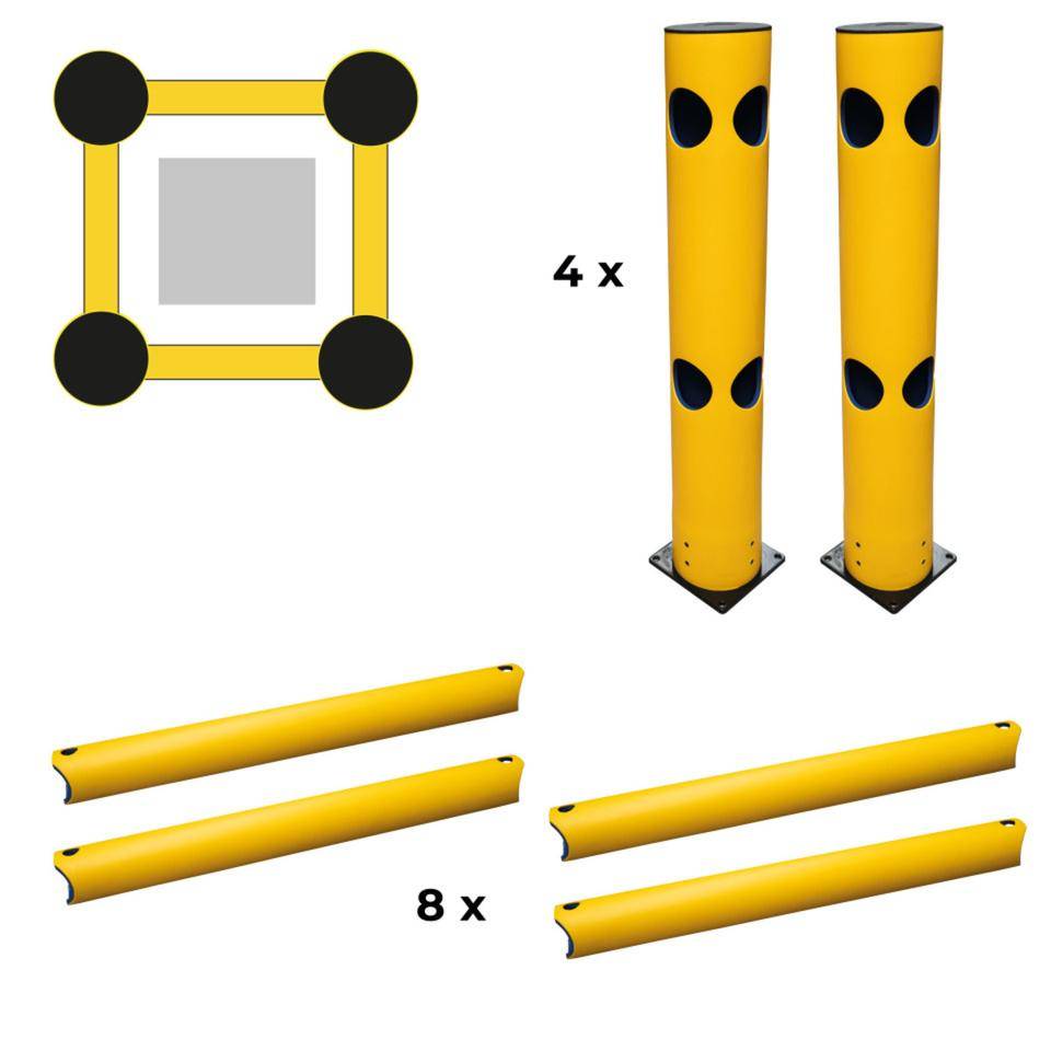 K.57 Säulen-Schutz-Set, 1000mm, 4 Eckpfosten, 8 Planken 1000mm, Befestigungsmaterial