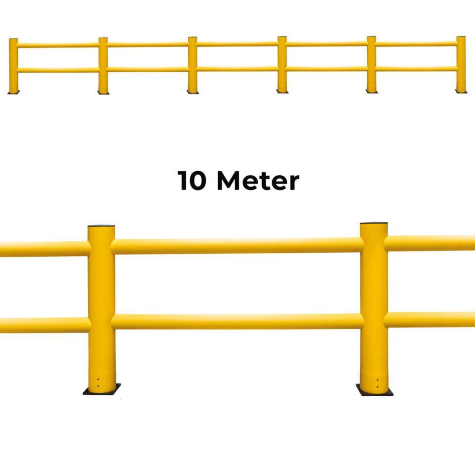 K.57 Geländerset HEAVY 10 Meter, 2 Anfang-u.Endpfosten, 4 Mittelpfosten, 10x 2m Planken, Befestigung