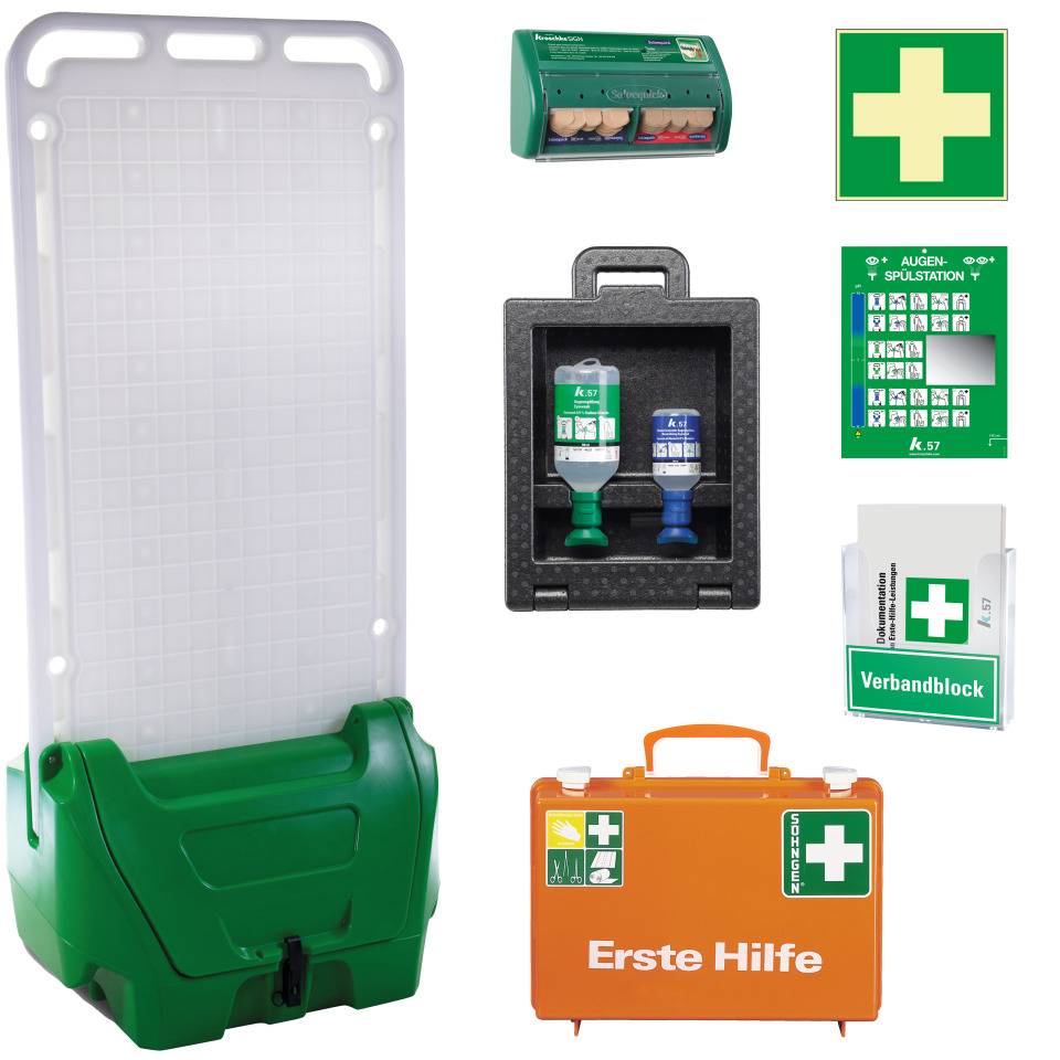 Erste-Hilfe-Station FlexSafe mit Augenspülwandbox iBox2
