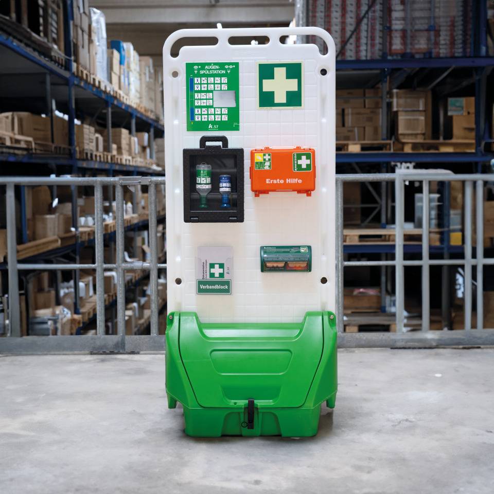 Erste-Hilfe-Station FlexSafe mit Augenspülwandbox iBox2