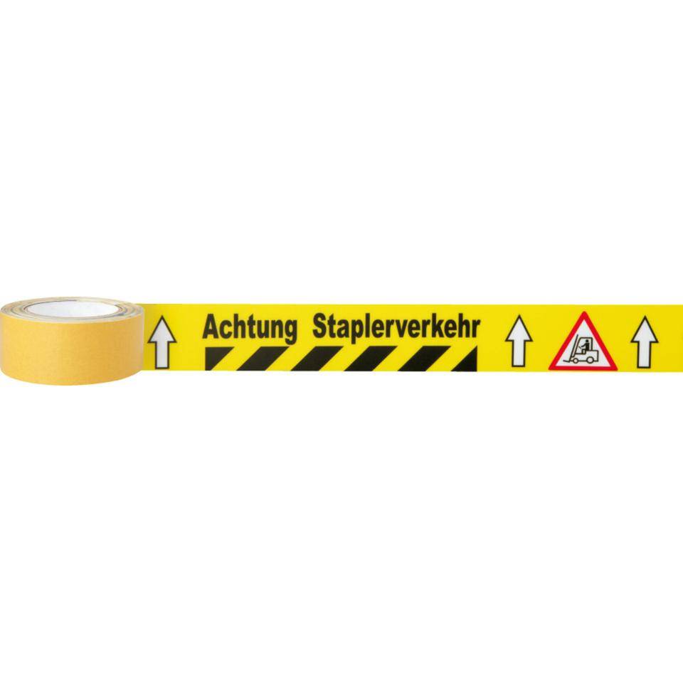 K.57 Bodenmarkierungsband Achtung Staplerverkehr, PVC, 50mm, 5m/Rolle