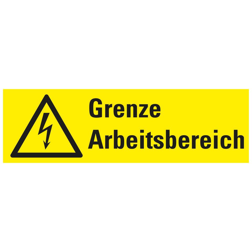 Warn-Kombischild Grenze Arbeitsbereich, 2 Bohrungen oben, Kunststoff, 500x150mm
