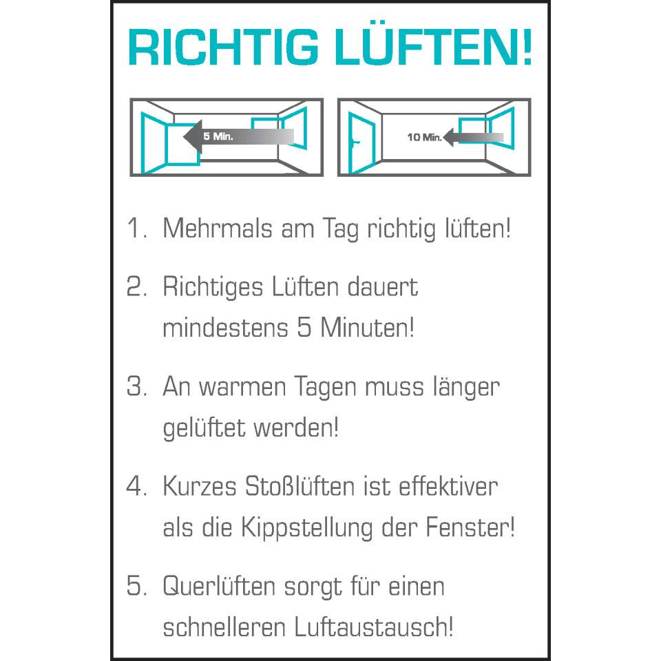 Aushang RICHTIG LÜFTEN!, Folie, selbstklebend, 200x300mm